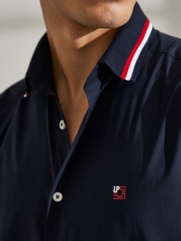 Camisa para homem slim fit de algodo de manga curta