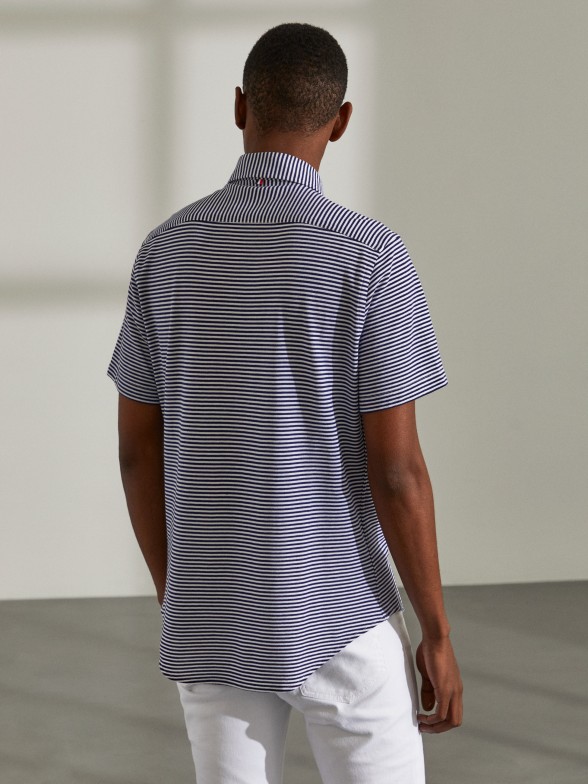 Camisa para homem slim fit de algodo com riscas