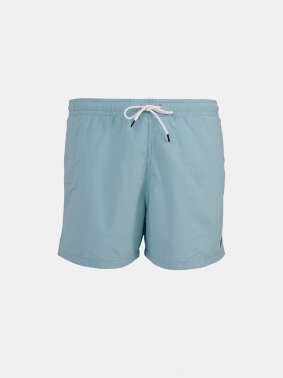 Pantalones cortos de baño para hombre de corte regular con cintura elástica y cordón de ajuste