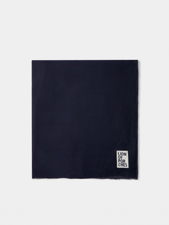 Bufanda para hombre en lino y viscosa con flecos y marca