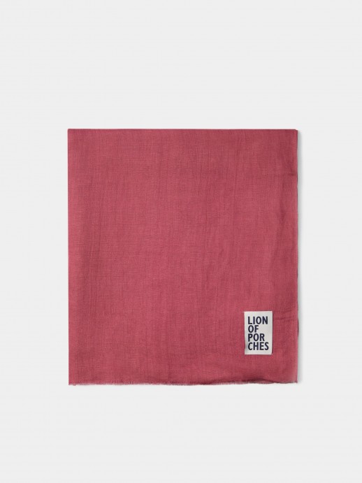 Man's scarf in linen and viscose with fringes and branding