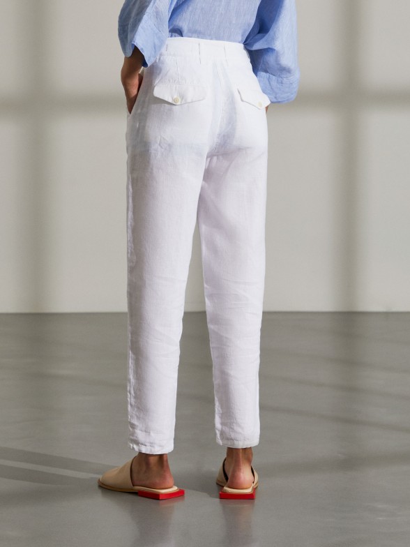 Woman's trousers regular fit chino 100% linen
