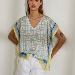 Woman's flowing blouse with v-neck and monogram
