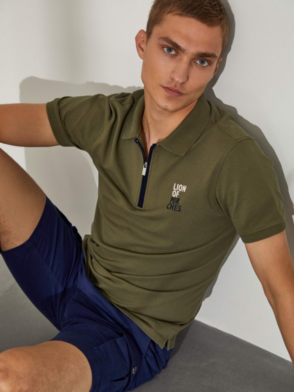 Polo para homem slim fit de algodo  com estampado