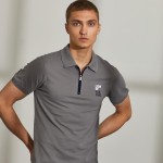 Man's cotton slim fit polo shirt with print