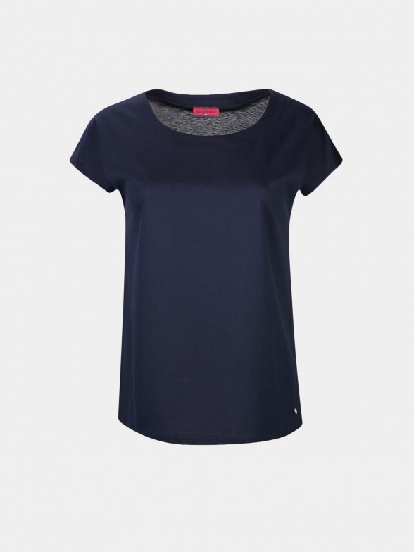 T-shirt para mulher regular fit de algodão e manga curta