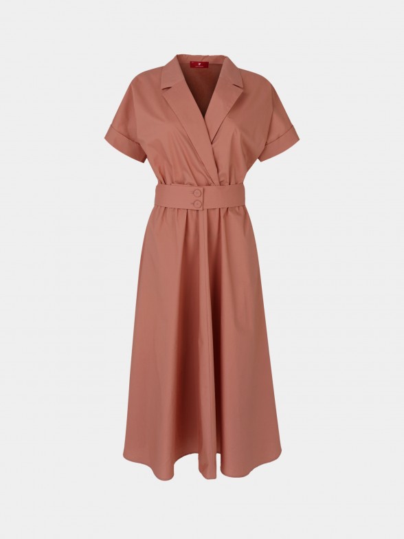 Midi dress with belt and pockets