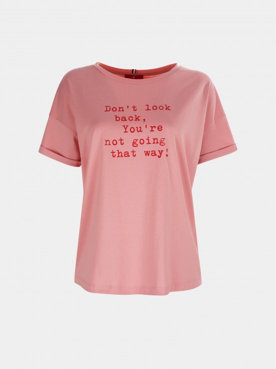 Camiseta para mujer de algodn con cuello redondo y estampado