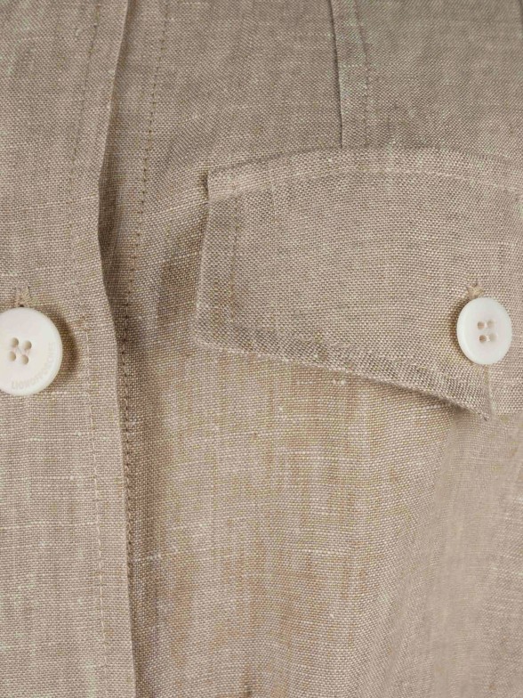 Woman's linen overshirt with belt and pockets