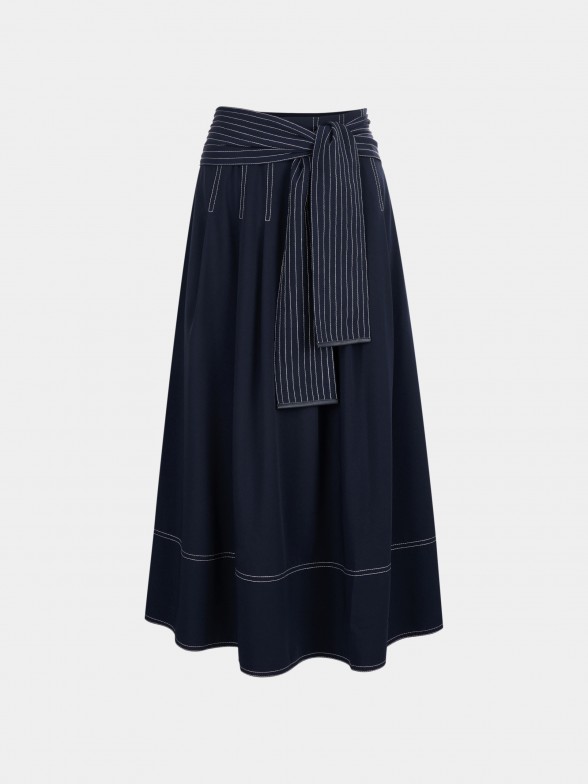 Midi skirt with volume and belt