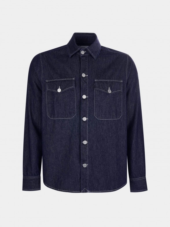 Sobrecamisa para homem regular fit em denim e com bolsos