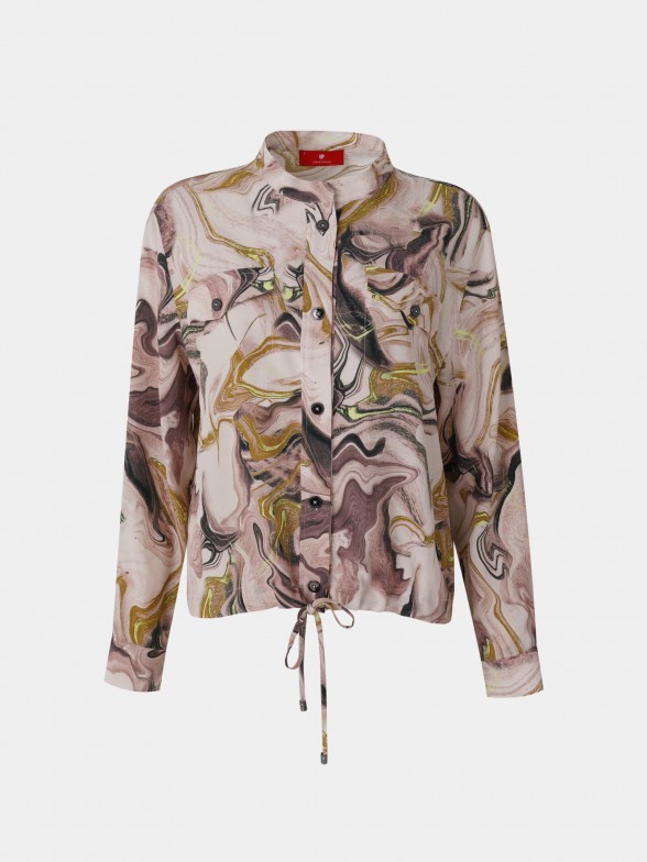 Woman's overshirt in printed viscose bomber style
