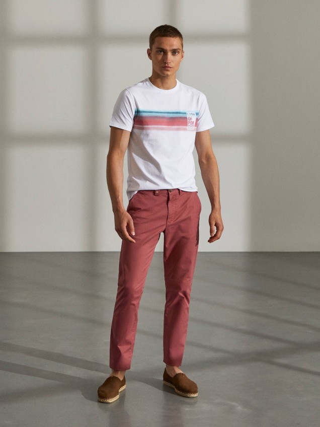 Cal�as para homem slim fit chino de algod�o stretch