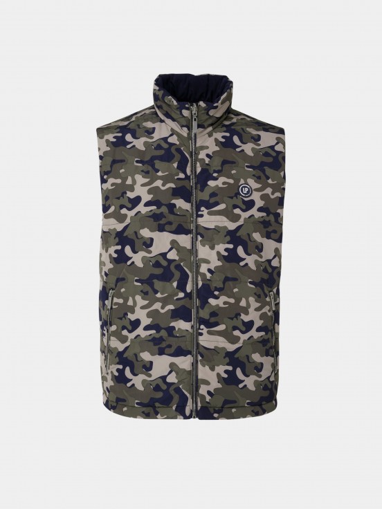 Man's reversible vest with troop pattern and pockets