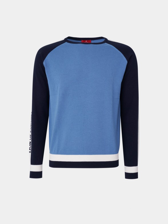Camisola para homem multicor de gola redonda com branding nas mangas