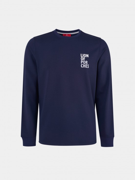 Camiseta de manga larga para hombre con cuello redondo y letras