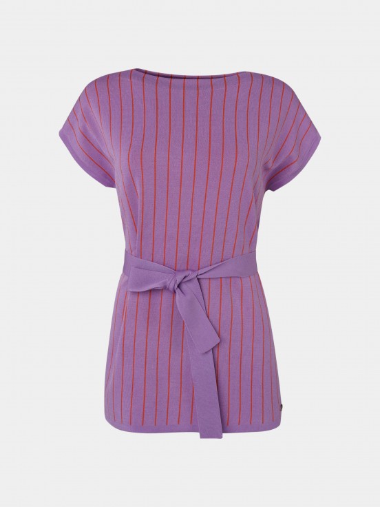 Woman's two coloured rayon tunic with belt