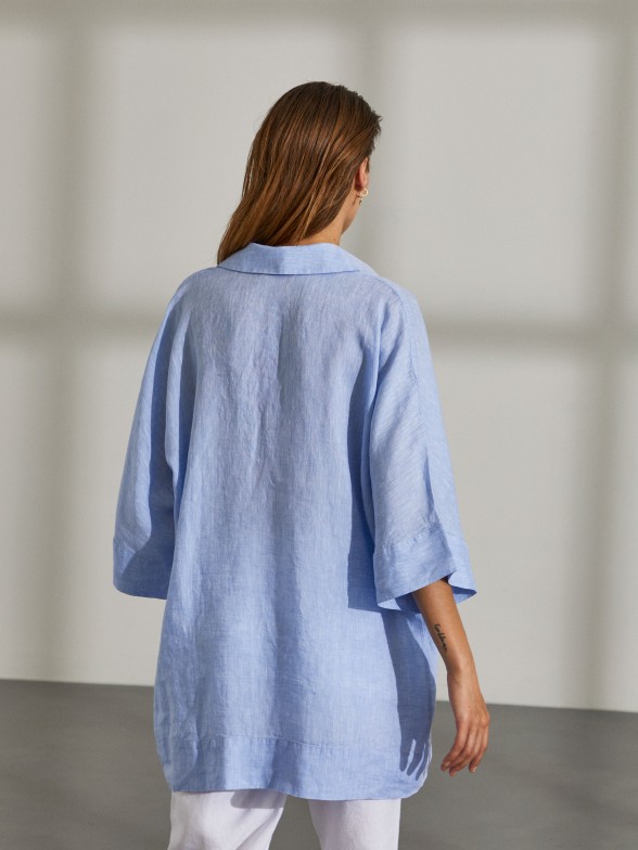 Woman's long linen kimono shirt 