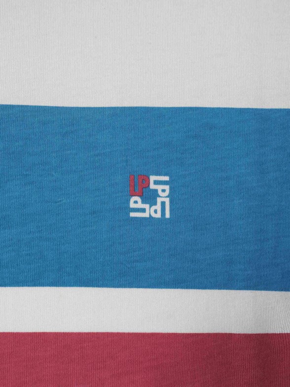 T-shirt para homem de algodo com gola redonda e riscas no peito