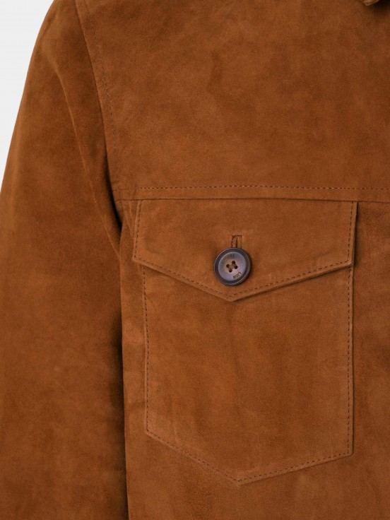 Man's brown jacket with buttons and pockets