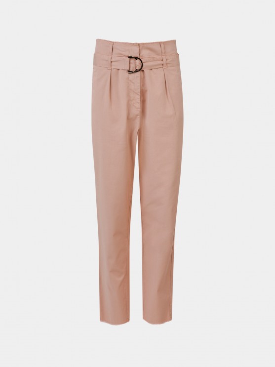 Pantalones para mujer en sarga con cintura alta y cinturn