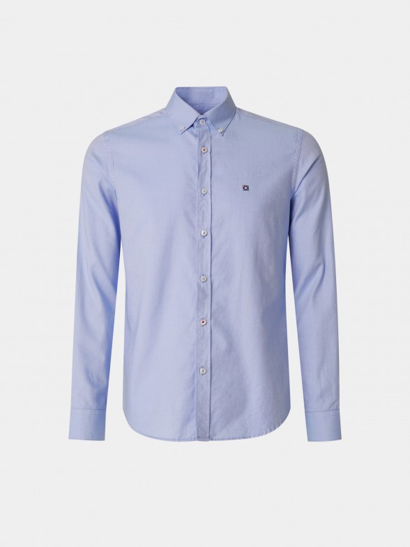 Camisa para homem slim fit de algodo com colarinho de dois botes