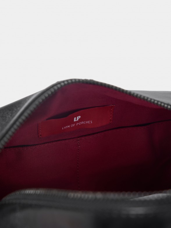 Necessaire para homem preto em pele com fecho