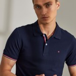 Man's slim fit man's polo shirt with logo on the chest