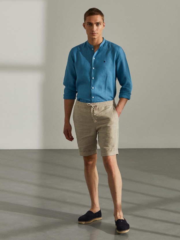 Shorts in linen with drawstring