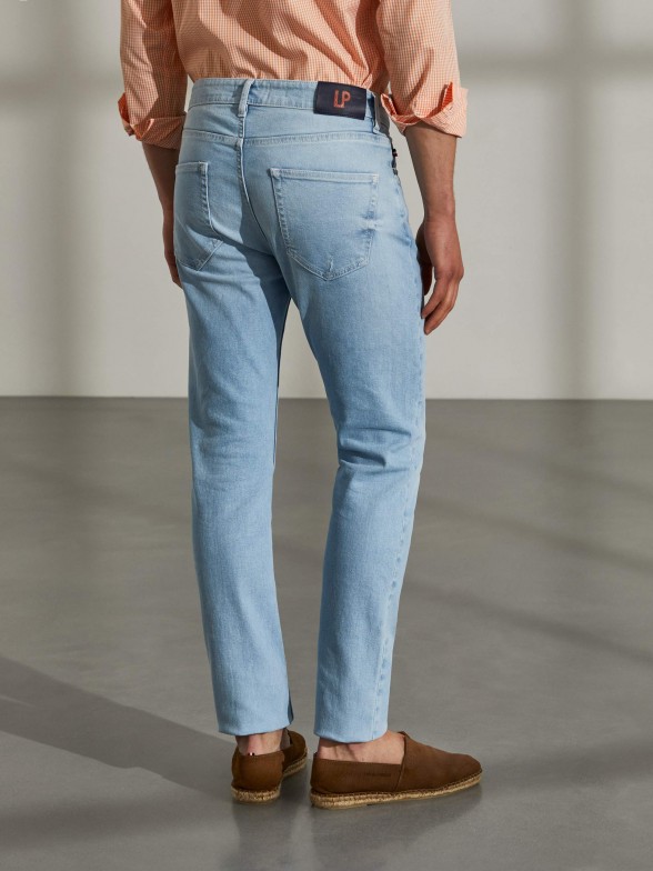Calas para homem jeans slim fit com cinco bolsos