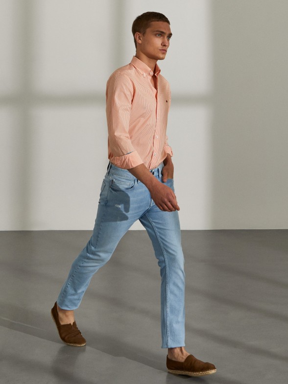 Calas para homem jeans slim fit com cinco bolsos