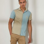 Man's slim fit two-colour cotton shirt
