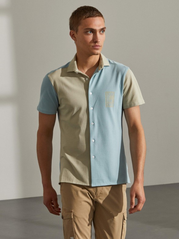 Man's slim fit two-colour cotton shirt