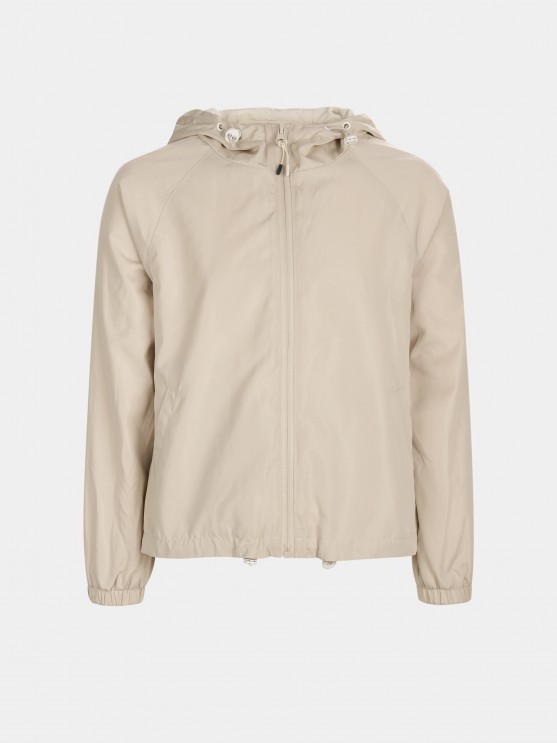 Technical jacket with printed hood
