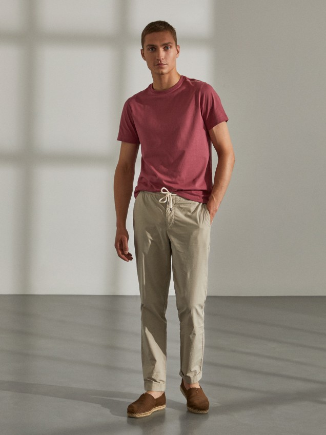 Cal�as para homem regular fit de algod�o com cord�o