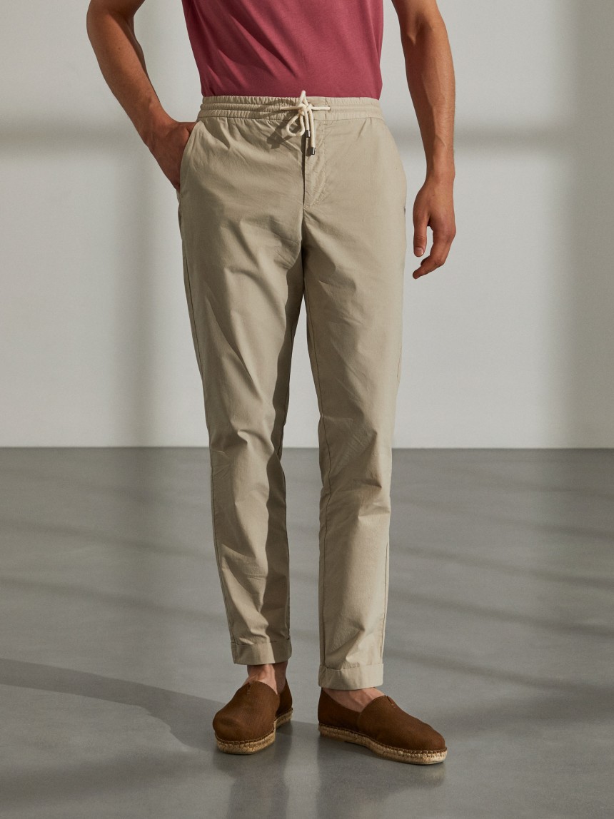 Cal�as para homem regular fit de algod�o com cord�o