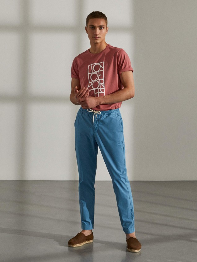 Cal�as para homem regular fit de algod�o com cord�o