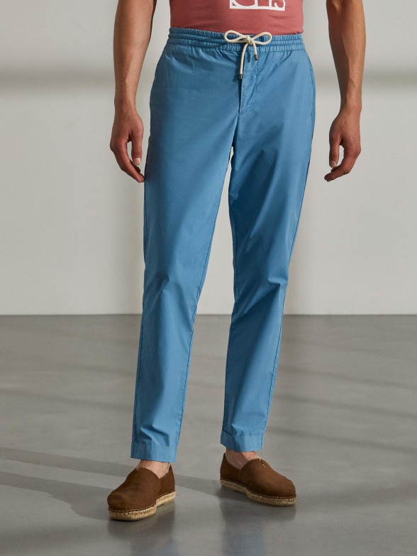 Calas para homem regular fit de algodo com cordo