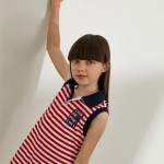 Sleeveless striped dress with print