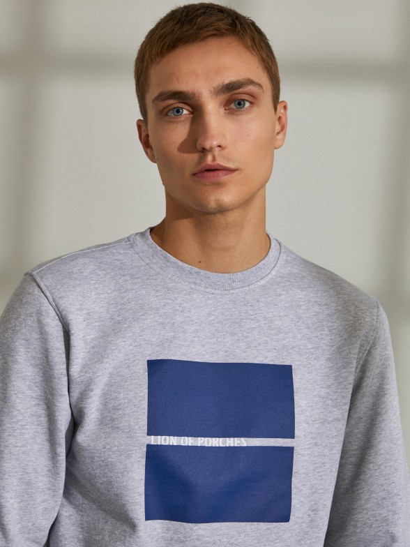 Sweat para homem de algodo com gola redonda e estampado