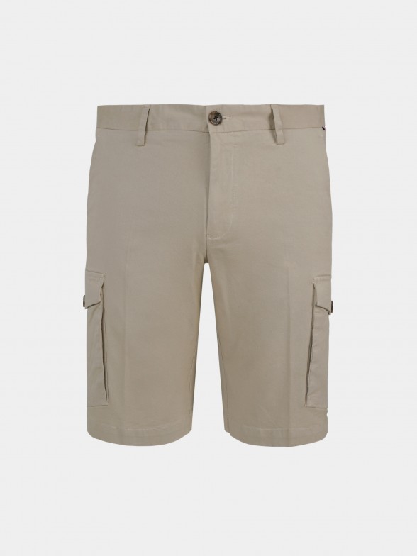 Bermudas para homem regular fit de algodo stretch com bolsos laterais