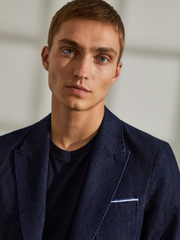 Blazer para homem slim fit denim com bolsos
