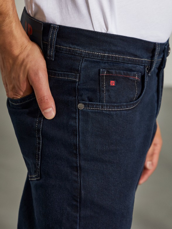 Calas para homem denim regular fit com cinco bolsos