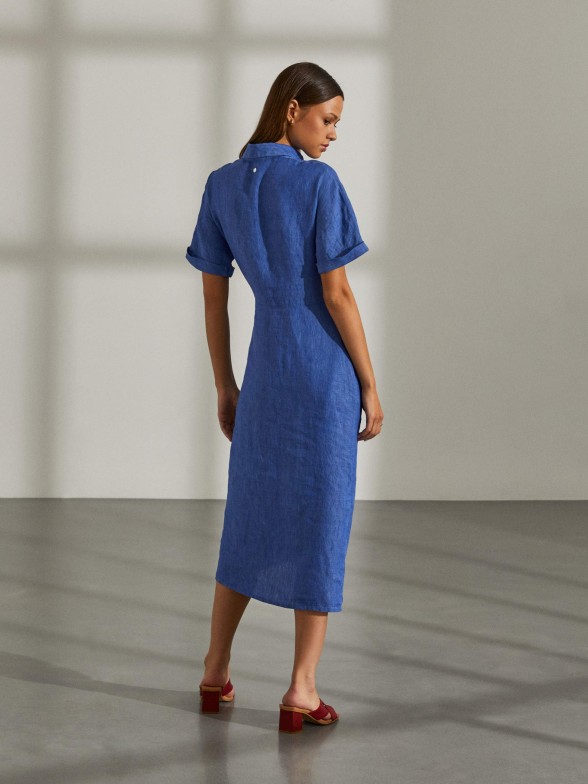 Long sleeveless dress in linen