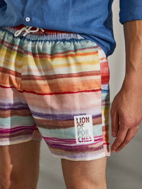 Man's regular fit coloured swimming shorts with drawstring