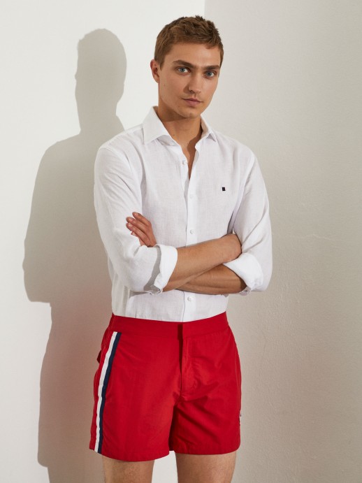Pantalones cortos de bao casuales de corte regular con bolsillos