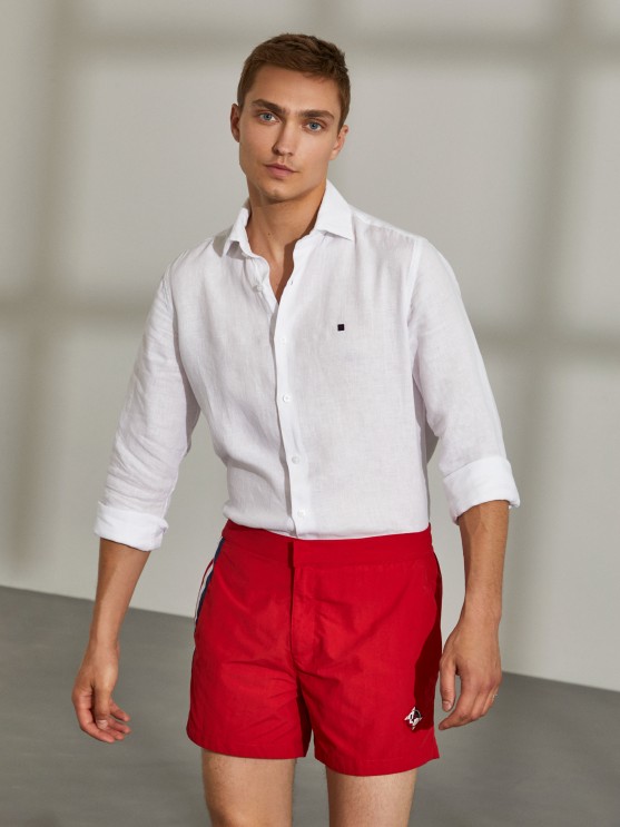 Pantalones cortos de bao casuales de corte regular con bolsillos