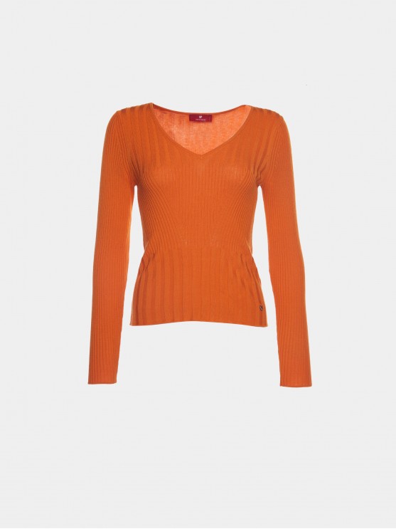 Camisola de malha canelada