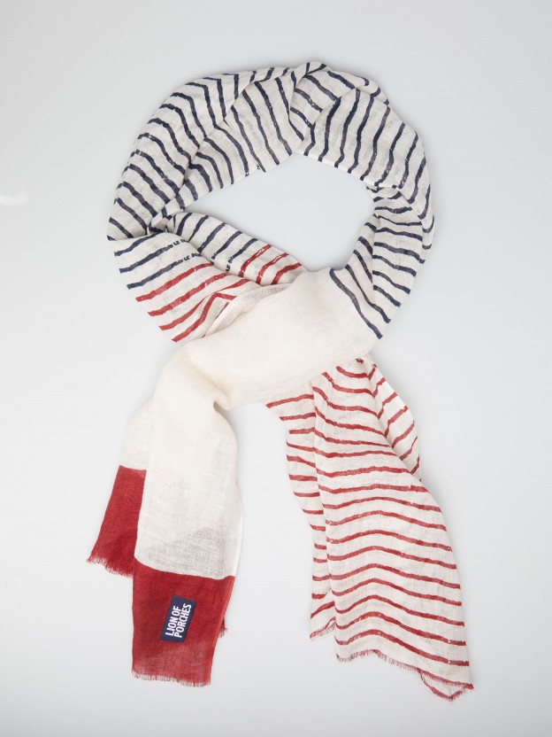 Tricolor linen scarf