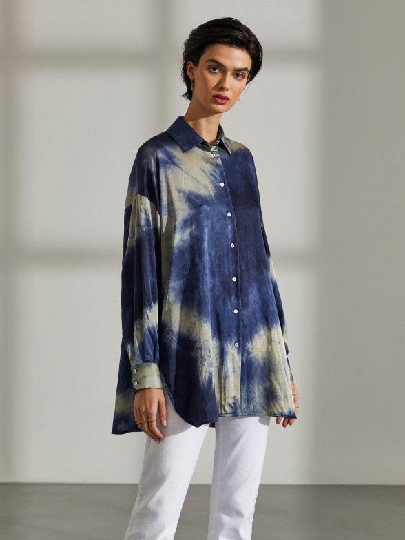 Woman's tie dye oversize shirt in silk